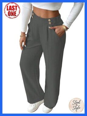 Plus Size High Waisted Wide Leg Palazzo Pants with Pockets
